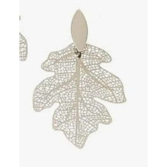 Lacey Leaf Earring Silver - Picture 2 of 3